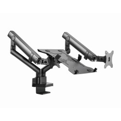 GEMBIRD BIURKOWE REGULOWANE RAMIĘ/UCHWYT NA 2 MONITORY + PÓŁKA NA NOTEBOOKA 17-32, VESA 100X100MM, DO 8 KG