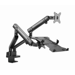 GEMBIRD BIURKOWE REGULOWANE RAMIĘ/UCHWYT NA 2 MONITORY + PÓŁKA NA NOTEBOOKA 17-32, VESA 100X100MM, DO 8 KG