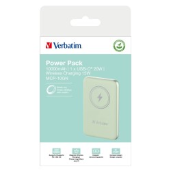 Verbatim Charge 'n' Go Litowo-polimerowy (LiPo) 10000 mAh Bezprzewodowe ładowanie Zielony