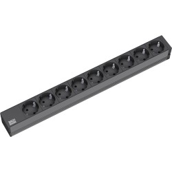 Bachmann 19"-Steckdosenleiste ALU 1HE, 9-fach 35?, schwarz, 2,0m, ohne Schalter