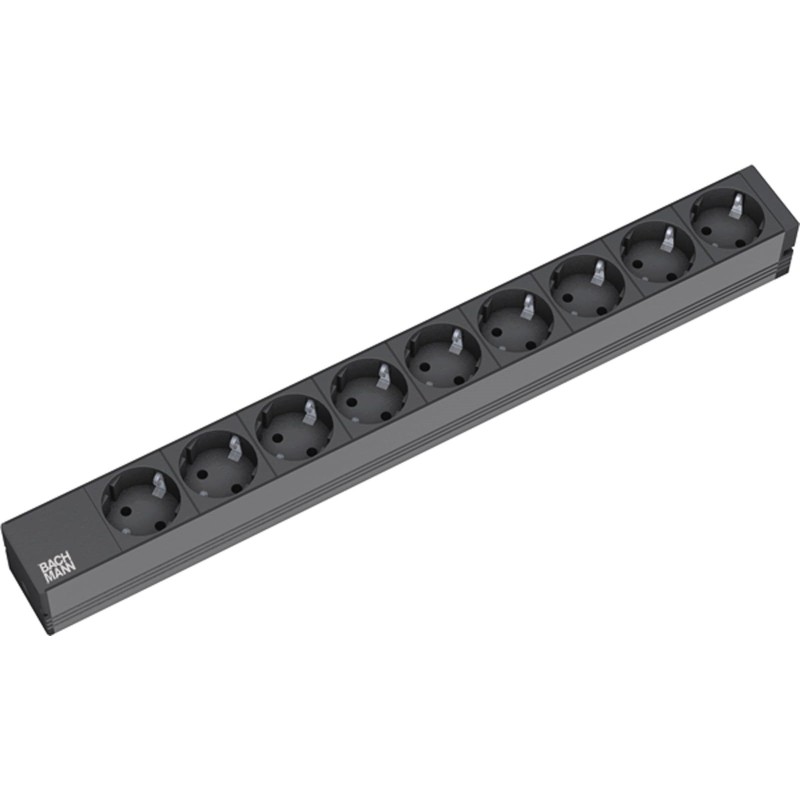 Bachmann 19"-Steckdosenleiste ALU 1HE, 9-fach 35?, schwarz, 2,0m, ohne Schalter Bachmann 19"-Steckdosenleiste ALU 1HE, 9-fach 35?, schwarz, 2,0m, ohne Schalter