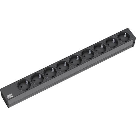 Bachmann 19"-Steckdosenleiste ALU 1HE, 9-fach 35?, schwarz, 2,0m, ohne Schalter