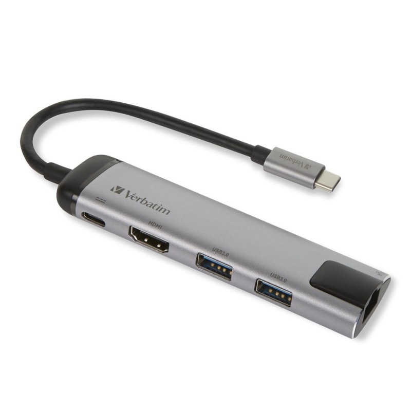 Verbatim 49141 stacja dokująca USB 3.2 Gen 1 (3.1 Gen 1) Type-C Czarny, Srebrny Verbatim 49141 stacja dokująca USB 3.2 Gen 1 (3.1 Gen 1) Type-C Czarny, Srebrny