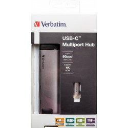 Verbatim 49141 stacja dokująca USB 3.2 Gen 1 (3.1 Gen 1) Type-C Czarny, Srebrny