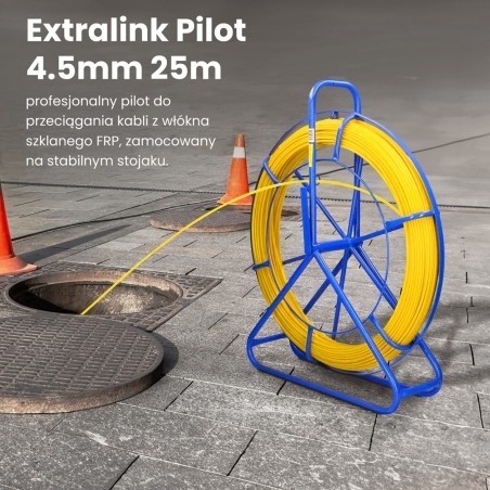 Extralink Pilot 4.5mm 25m | Cable pulling rod | glass fibre FRP, d. 4.5mm, l. 25m, yellow