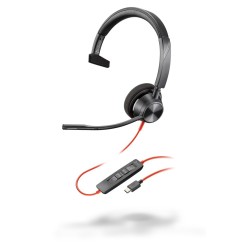 POLY Jednouszny zestaw słuchawkowy Blackwire 3310 USB-C + przejściówka USB-C/A