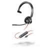 POLY Jednouszny zestaw słuchawkowy Blackwire 3310 USB-C + przejściówka USB-C/A