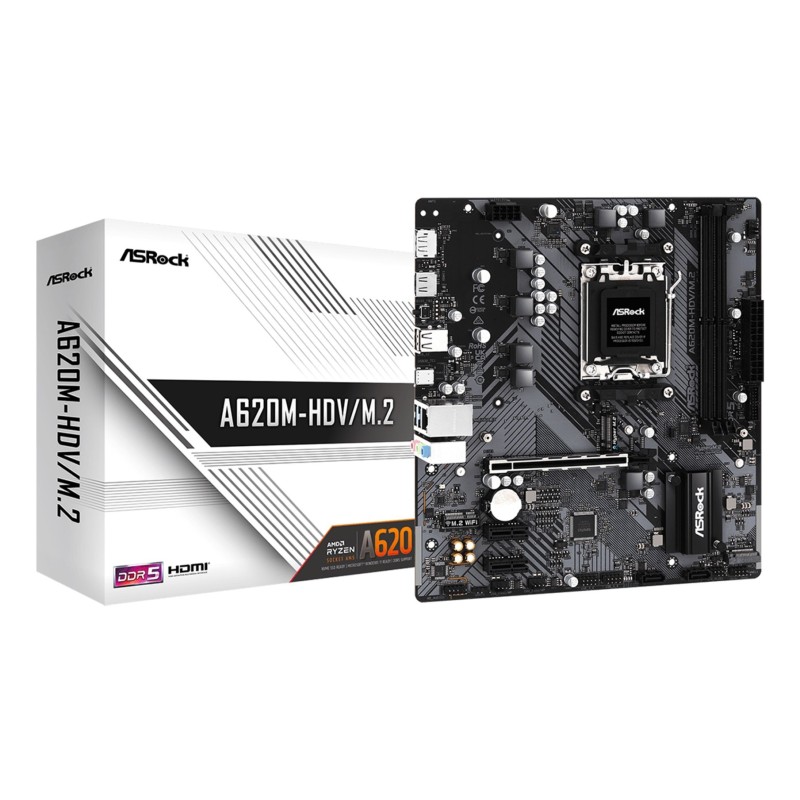 Asrock A620M-HDV/M.2 AMD A620 Gniazdo AM5 micro ATX Asrock A620M-HDV/M.2 AMD A620 Gniazdo AM5 micro ATX