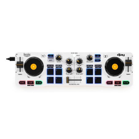 Hercules DJControl Control MIX Bluetooth Pour Smartphone et tablettes Android e 2 kan. Czarny, Biały, Żółty