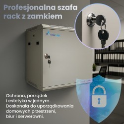 Extralink Szafa rack 9U 600x450 ASP Szara montowana na ścianie, drzwi blaszane pełne