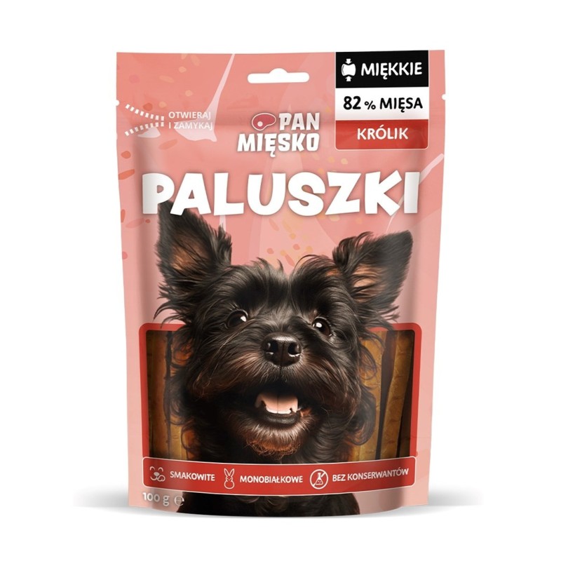 Pan Mięsko Przysmak dla psa Paluszki Królik 100g Pan Mięsko Przysmak dla psa Paluszki Królik 100g