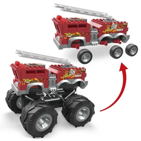 ZESTAW KLOCKÓW MEGA BLOKS HOT WHEELS MONSTER TRUCKS 5-ALARM HHD19 WÓZ STRAŻACKI