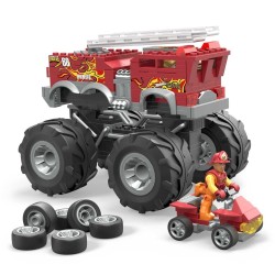 ZESTAW KLOCKÓW MEGA BLOKS HOT WHEELS MONSTER TRUCKS 5-ALARM HHD19 WÓZ STRAŻACKI