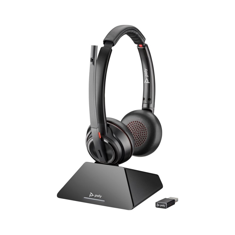 POLY Zestaw słuchawkowy Savi 8220 UC z certyfikatem Microsoft Teams DECT 1880–1900 MHz USB-A