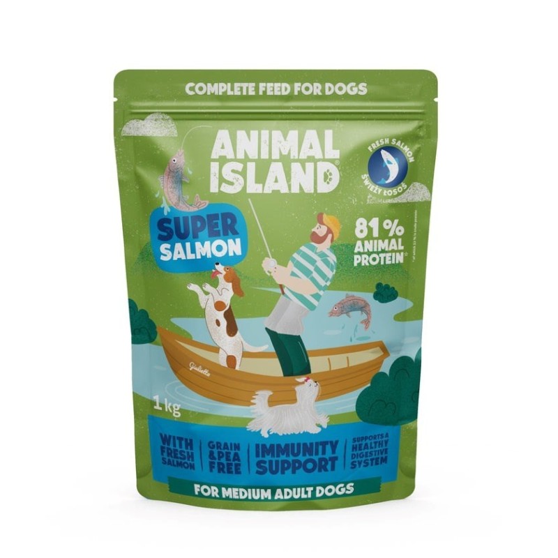 ANIMAL ISLAND łosoś sucha pies 1 kg ANIMAL ISLAND łosoś sucha pies 1 kg