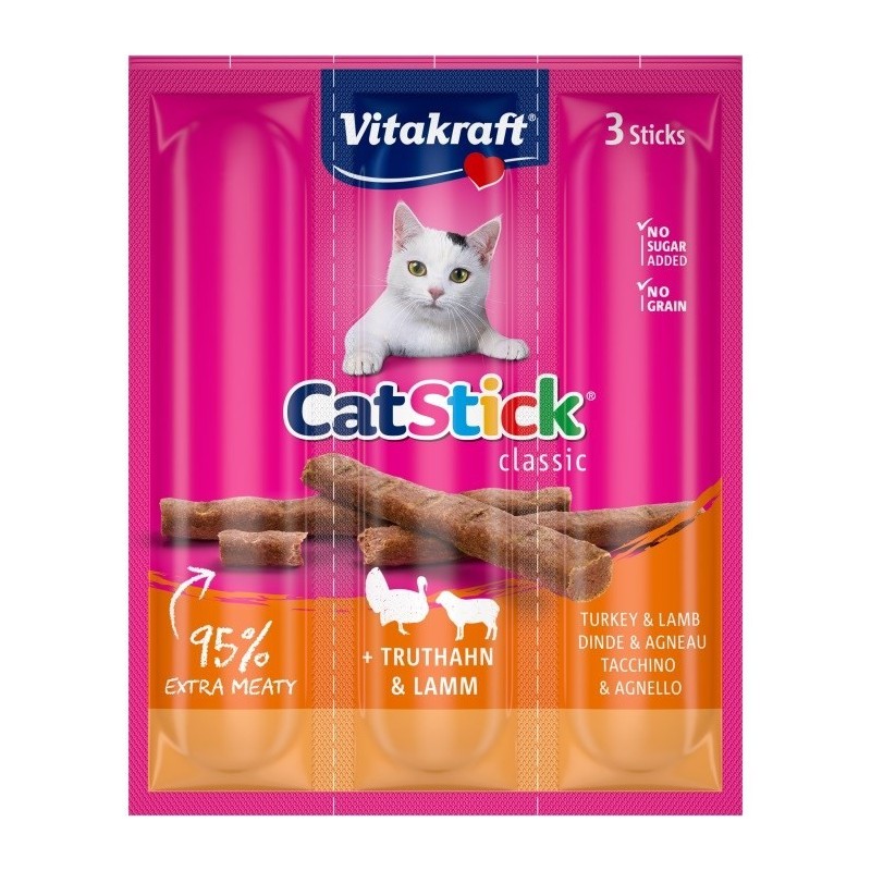 VITAKRAFT CAT STICK MINI 3szt indyk/jagnięcina przysmak dla kota