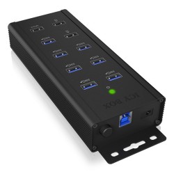 ICY BOX IB-HUB1703-QC3 USB 3.2 Gen 1 (3.1 Gen 1) Type-B 5000 Mbit/s Czarny