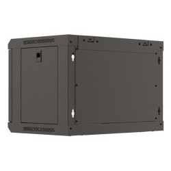 Szafa instalacyjna rack wisząca 19" 6U 540x350 czarna drzwi przeszklone LANBERG (Flat Pack)