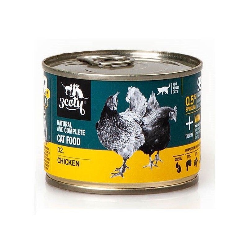 3Coty CHICKEN with Spirulina for Adult cats 180g 3Coty CHICKEN with Spirulina for Adult cats 180g