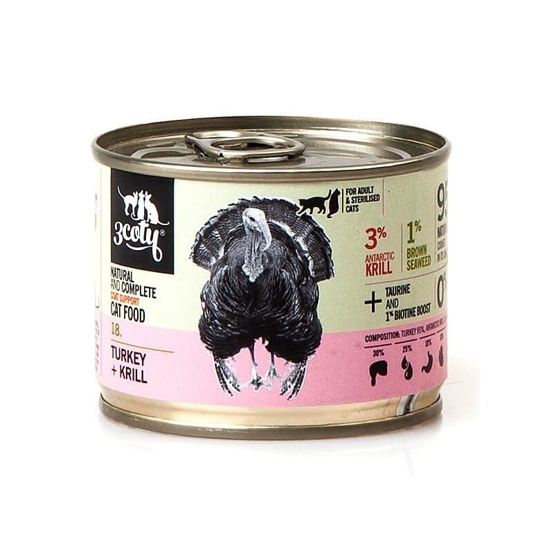 3Coty TURKEY/KRILL Coat Support for Sterilised 180g 3Coty TURKEY/KRILL Coat Support for Sterilised 180g
