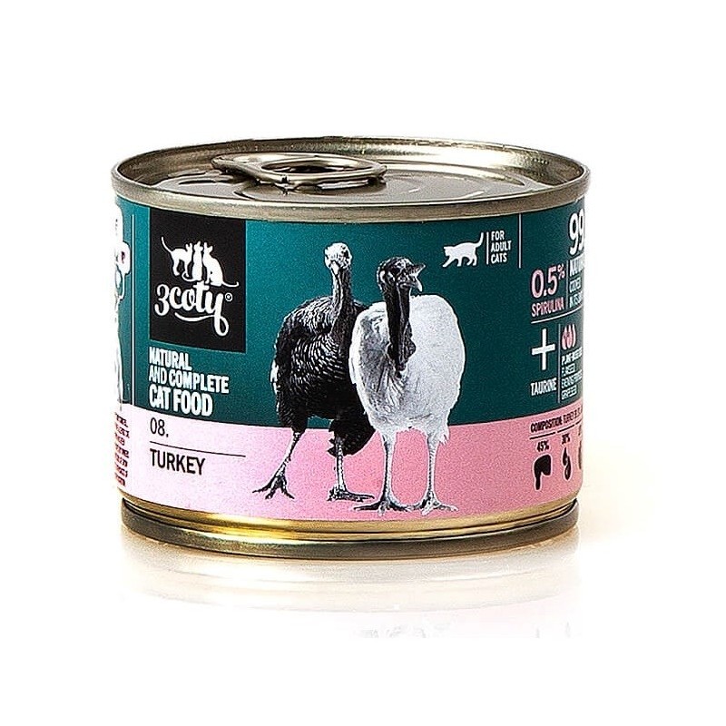 3Coty TURKEY with Spirulina for Adult cats 180g 3Coty TURKEY with Spirulina for Adult cats 180g