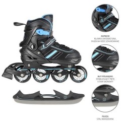 ŁYŻWOROLKI NILS EXTREME NH18191 2W1 CZARNO-NIEBIESKIE ROZM. L (39-43) Z WYMIENNĄ PŁOZĄ HOKEJOWĄ