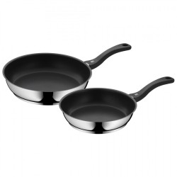 Zestaw garnków WMF ze stali nierdzewnej i plastiku, średnica 24 cm - 28 cm, 2 sztuki