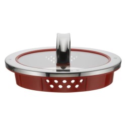 Garnek okrągły WMF czerwony, stal nierdzewna, szkło, 16 cm
