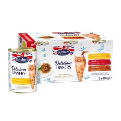 Butcher's Delicious Dinners megapack mix smaków dania z mięsem kawałki w galaretce karma dla kota 6 x 400g