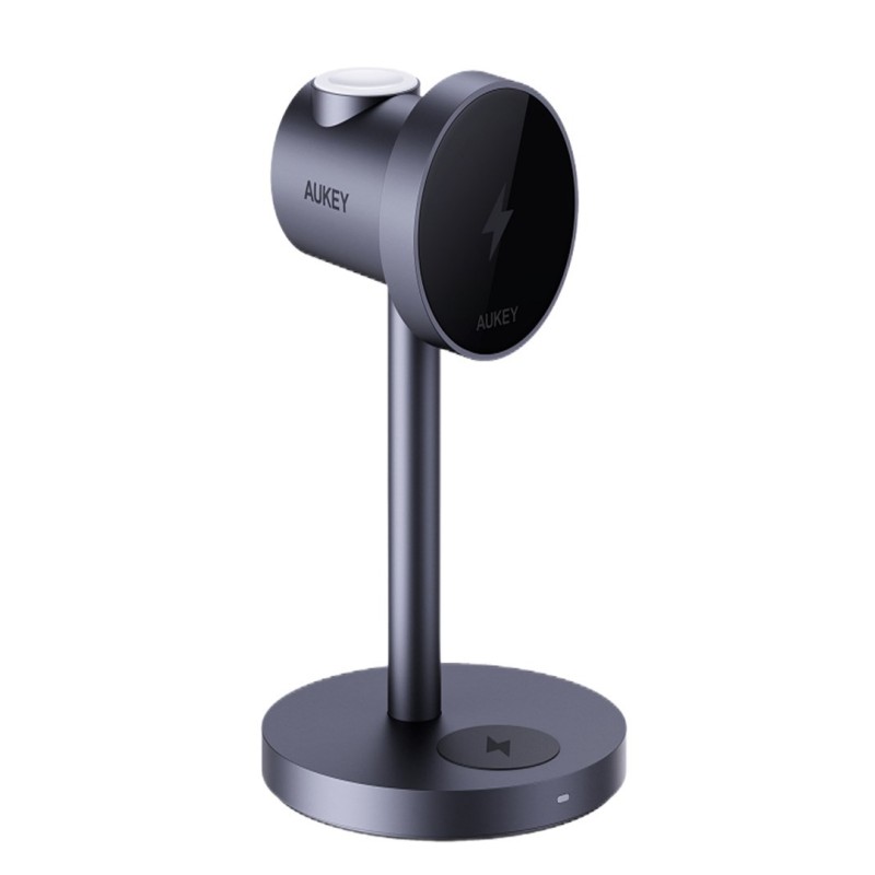 AUKEY MagFusion 3-IN-1 Fastcharger Telefon komórkowy Czarny USB Wewnętrzna