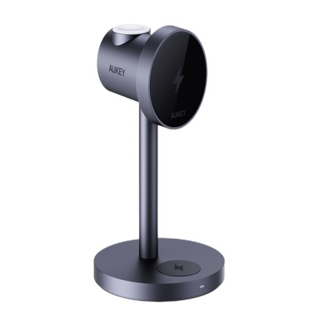 AUKEY MagFusion 3-IN-1 Fastcharger Telefon komórkowy Czarny USB Wewnętrzna