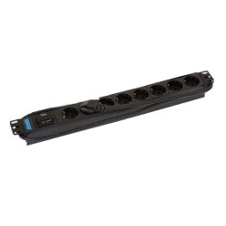 Listwa zasilająca Bachmann 19" ALU 1U SS, 8-drożna 35, szara, 2,0m, bez wyłącznika