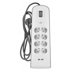 Listwa zasilająca Belkin Power Surge 8-PORT + 2xUSB-A 2.4A 900J 2m Grey/White Schuko