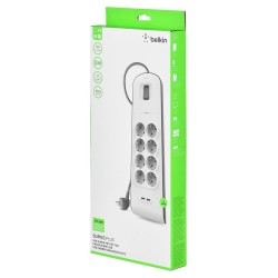 Listwa zasilająca Belkin Power Surge 8-PORT + 2xUSB-A 2.4A 900J 2m Grey/White Schuko