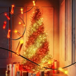 Twinkly Candies – 100 Lampki w kształcie świeczki RGB LEDs, przezroczysty przewód, USB-C