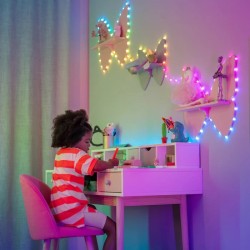 Twinkly Candies – 200 Lampki w kształcie serc RGB LEDs, zielony przewód, USB-C