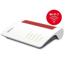 Router stołowy FRITZ! Box 4690, Wi-Fi 7 (802.11be), Dwuzakresowy (2,4 GHz / 5 GHz), Ethernet LAN, Czerwony, Biały
