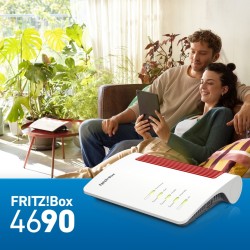 Router stołowy FRITZ! Box 4690, Wi-Fi 7 (802.11be), Dwuzakresowy (2,4 GHz / 5 GHz), Ethernet LAN, Czerwony, Biały