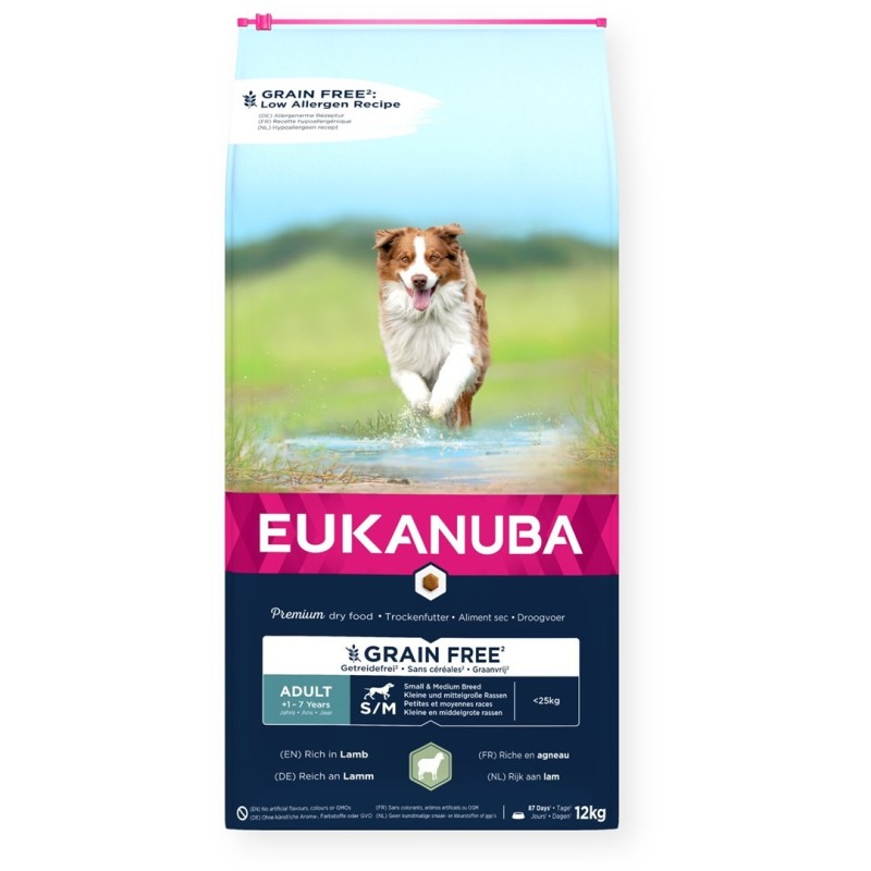 EUKANUBA dorosły mała i średnia rasa bez zbóż jagnięcina - sucha karma dla psa - 12 kg