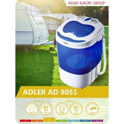Pralka turystyczna Adler AD 8051 (1000 obr/min 3 kg 370 mm kolor niebieski)
