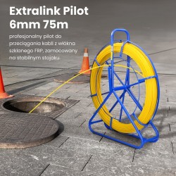 Extralink EX.30882 Pilot 6mm 75m Pilot do przeciągania kabli | włókno szklane FRP, śr. 6mm, dł. 75m, żółty