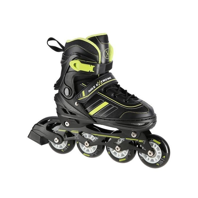 ŁYŻWOROLKI NILS EXTREME NH18191 2W1 CZARNO-LIMONKOWE ROZM. S (29-33) Z WYMIENNĄ PŁOZĄ HOKEJOWĄ