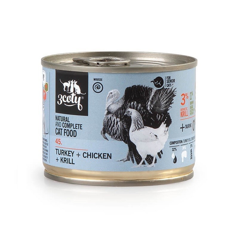 3Coty TURKEY + CHICKEN/KRILL for Senior Cats 180g 3Coty TURKEY + CHICKEN/KRILL for Senior Cats 180g