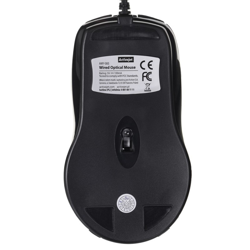 Activejet AMY-083 Mysz przewodowa USB (optyczna 1000 DPI czarna)