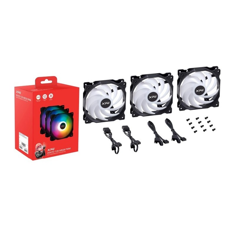 XPG VENTO 120 ARGB PWM Obudowa komputera Wentylator 12 cm Czarny 3 szt. XPG VENTO 120 ARGB PWM Obudowa komputera Wentylator 12 cm Czarny 3 szt.