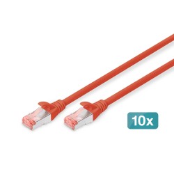 Kabel krosowy (patch cord) RJ45-RJ45, kat.6, S/FTP, AWG 27/7, LSOH, 5m, czerwony, 10szt