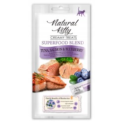 Natural Kitty Sos Superfood TUŃCZYK ŁOSOŚ BORÓWKA 4x12g