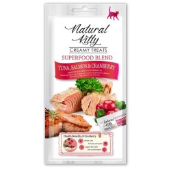 Natural Kitty Sos Superfood TUŃCZYK ŁOSOŚ ŻURAWINA 4x12g