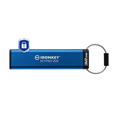 Kingston Technology IronKey Keypad 200 pamięć USB 32 GB USB Typu-A 3.2 Gen 1 (3.1 Gen 1) Niebieski