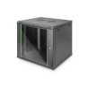 Szafa sieciowa wisząca DYNAmic 19" 9U rack 600x600, drzwi szyba, czarny, niedzielona, złożona, 60kg